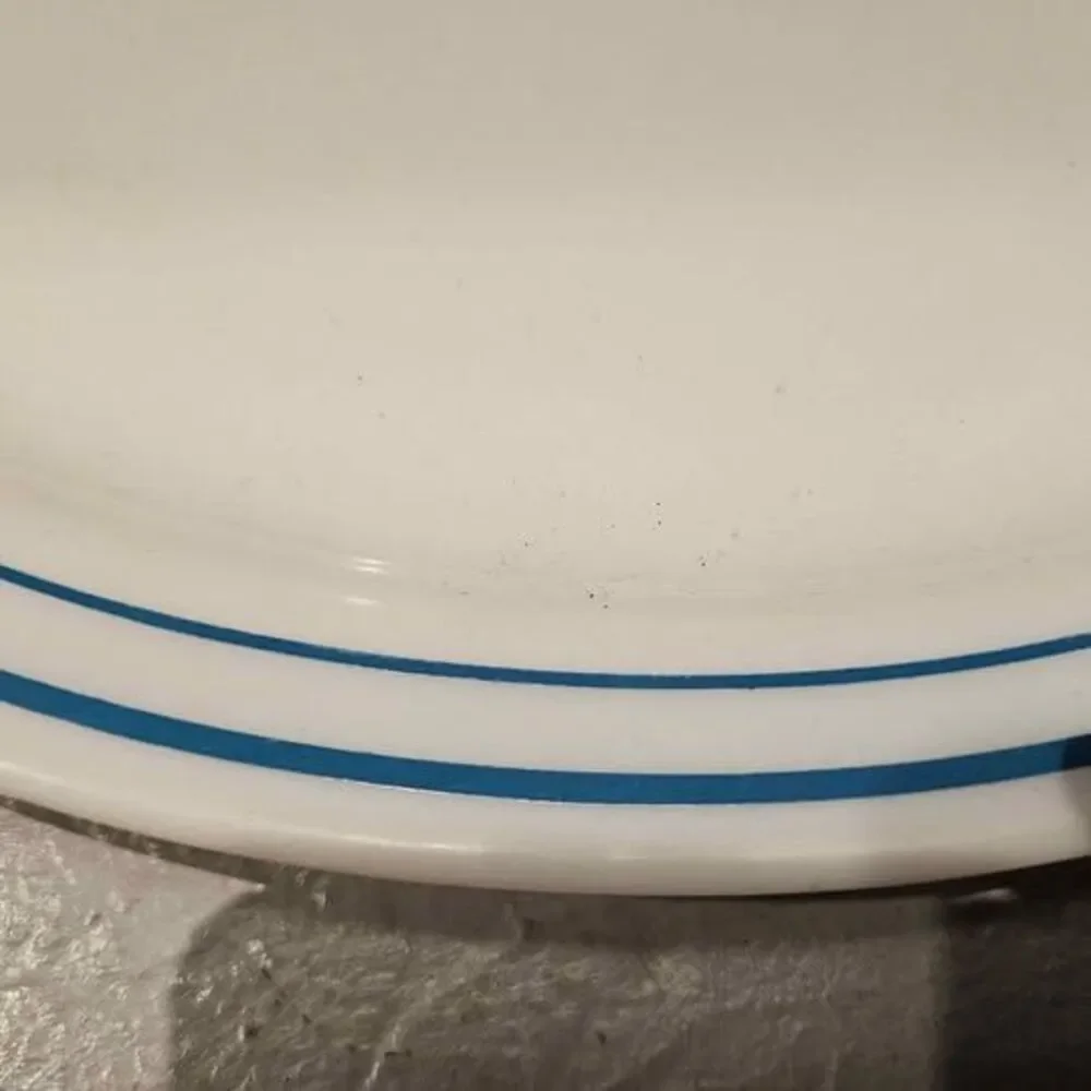 Pyrex Blue Banded Milk Glass Platter Serving Platter 12.5